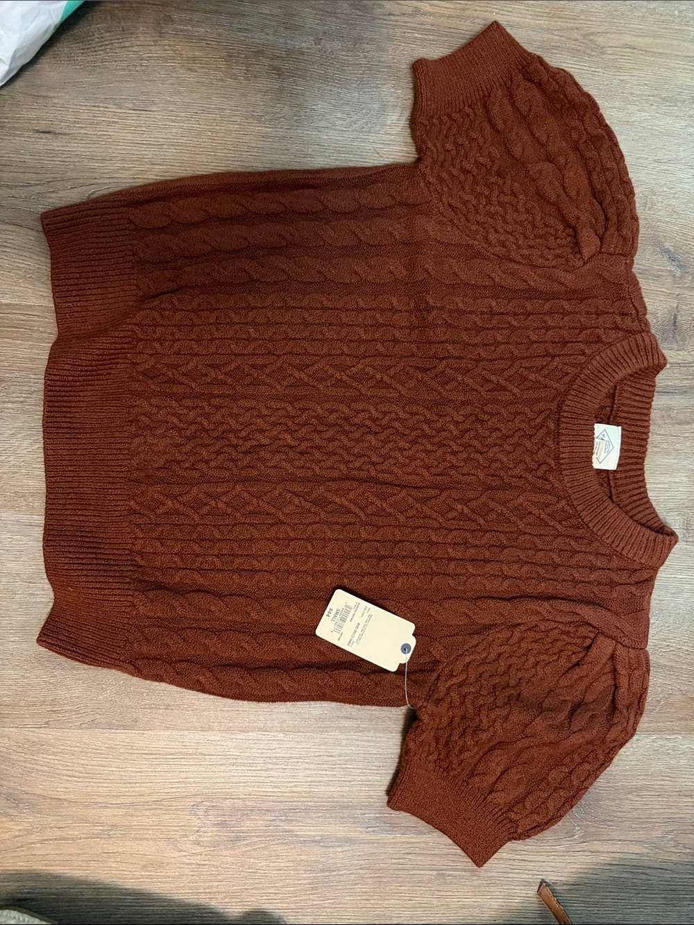 St. John's Bay Rust Cable Knit Short Sleeve Sweater